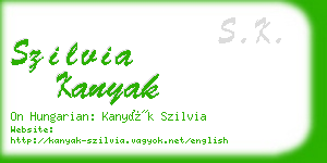 szilvia kanyak business card